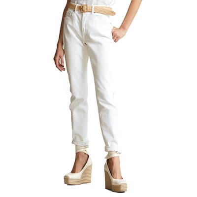 White High-Rise Slim Stretch Jeans