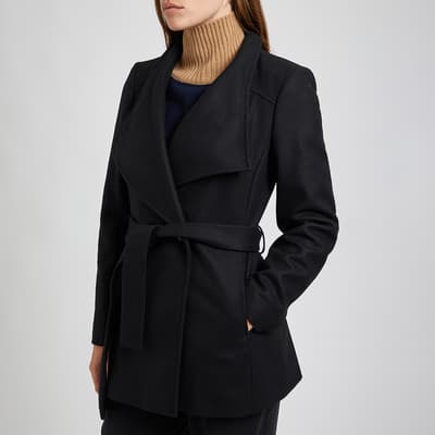 Black Rytaa Short Wool Wrap Coat