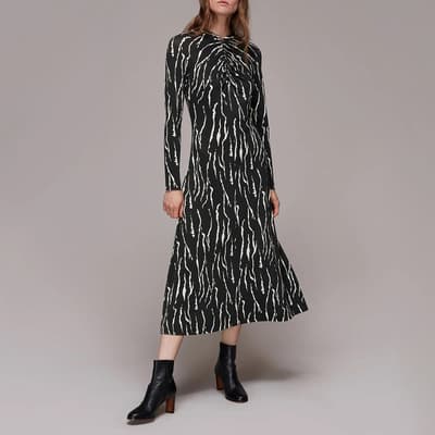 Black Rumi Printed Midi Dress