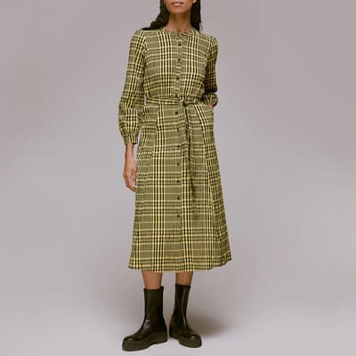 Yellow Nora Gingham Check Midi Dress