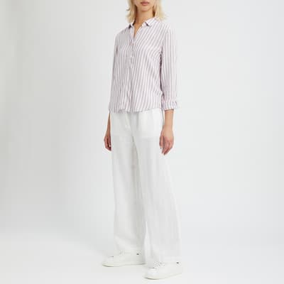 Lilac/Ivory Striped Linen Shirt