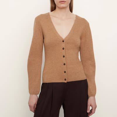 Camel V-Neck Cashmere Blend Cardigan