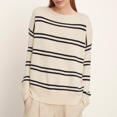 Cream Stripe Cashmere Blend Jumper
