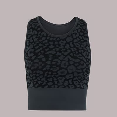 Black Animal Print Seamless Sports Bra