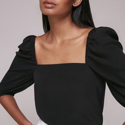 Black Blanche Square Neck Top