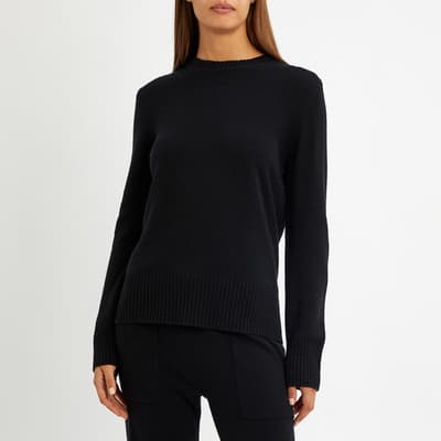 Black Cashmere Blend Round Neck Jumper