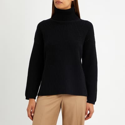 Black Cashmere Blend Ribbed Jumper