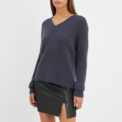 Slate Cashmere V-Neck Jumper