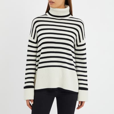Cream / Black Cashmere Blend Stripe Jumper