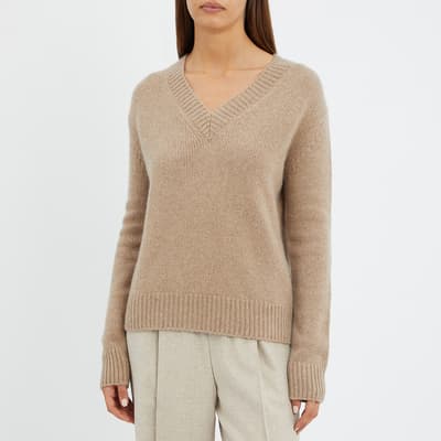 Oatmeal Cashmere V-Neck Jumper