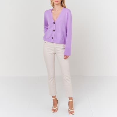 Lilac Crochet Back Cashmere Cardigan