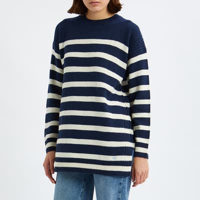 Navy/Cream Striped Longline Jumper