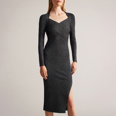 Black Glitsy Tabytha Midi Dress