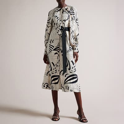 White Emmieeh Drape Detail Midi Dress