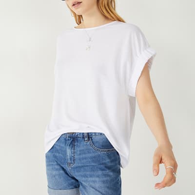 White Eimear Cuff Stretch Top