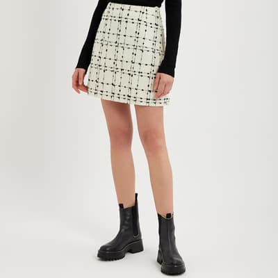 White Chele Metallic Boucle Skirt