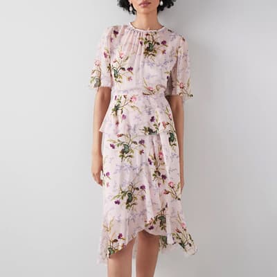 Pink Thea Meadow Scene Midi Dress