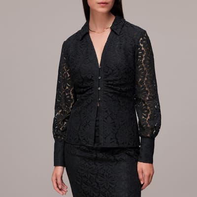 Black Amelia Lace Detail Shirt