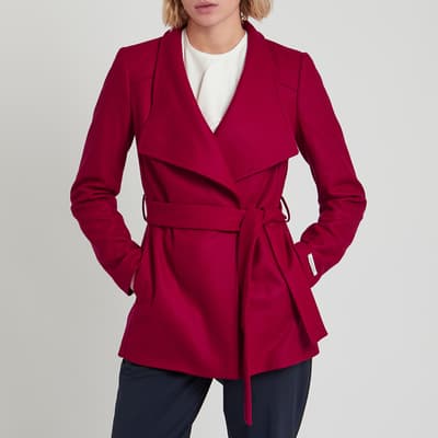 Deep Pink Rytaa Wool Wrap Coat 