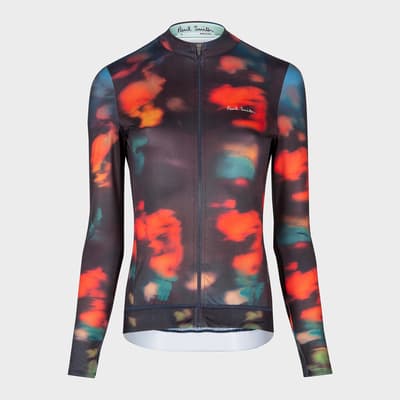 Black/Red Ink Long Sleeve Cycle Jersey