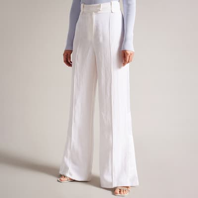 Cream Astaat Wide Leg Tuxedo Trousers