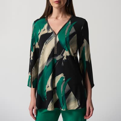 Black Abstract Print Fit and Flare top
