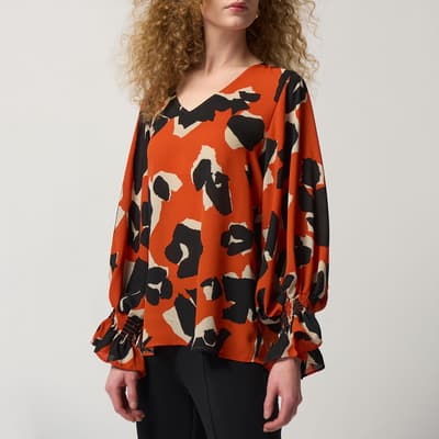 Orange V-neck Top