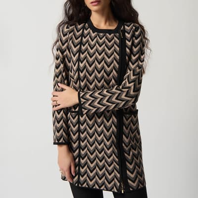 Black  Jacquard Sweater Coat