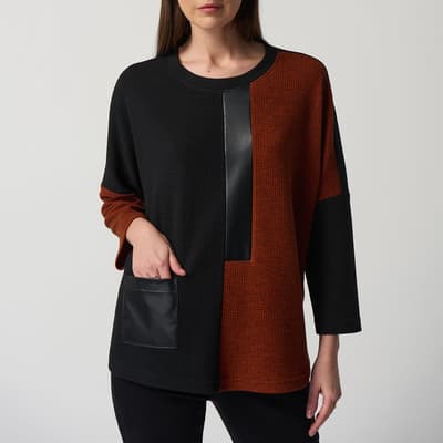 Black/Orange Knit Top