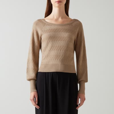 Beige Baloon Sleeve Jumper
