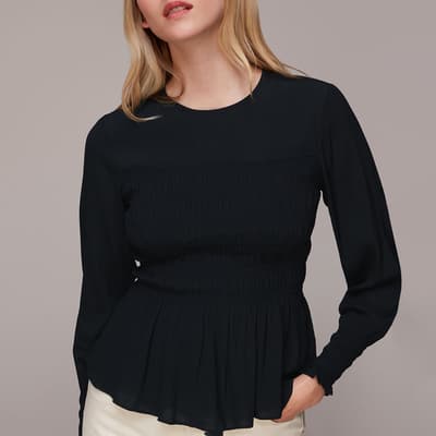Black Rosanna Shirred Top