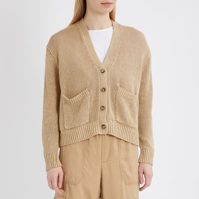 Sand V-Neck Linen Blend Cardigan