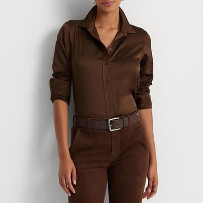Brown Satin Charmeuse Shirt