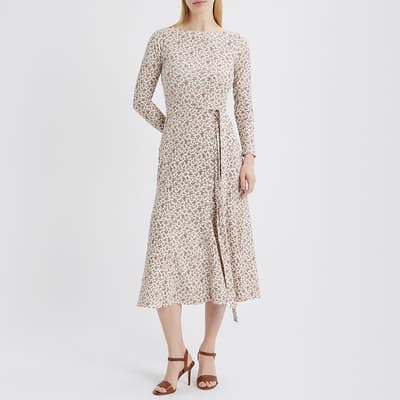 Pink Floral Cotton Midi Dress