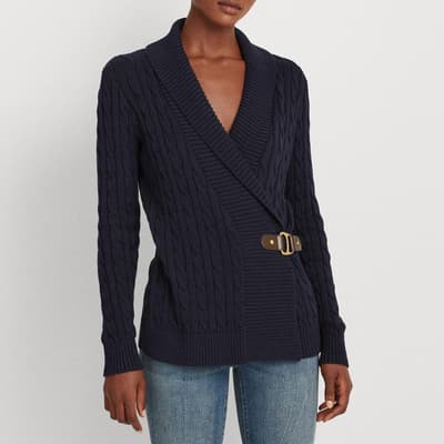 Navy Buckled Cotton Jumper