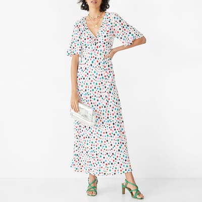 White/Multi Star Midi Dress 