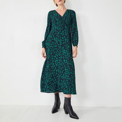 Navy/Green Georgia Printed Dress