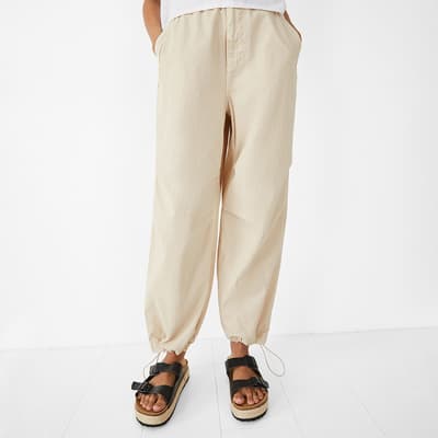 Beige Kora Parachute Cotton Trousers 
