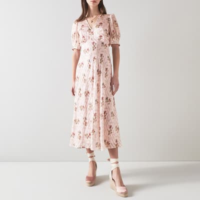 Light Pink Leith V-Neck Midi Dress