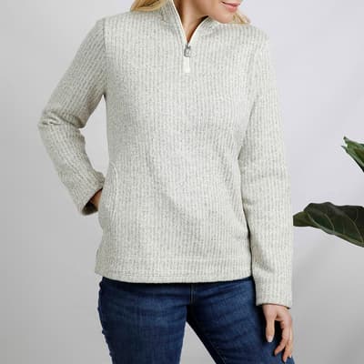 Cream Omila 1/4 Zip Textured Fleece