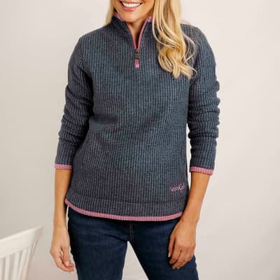 Navy Beye 1/4 Zip Grid Fleece