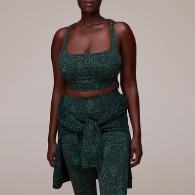 Green Animal Print Sports Bra