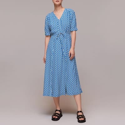 Blue Vertical Stack Midi Dress