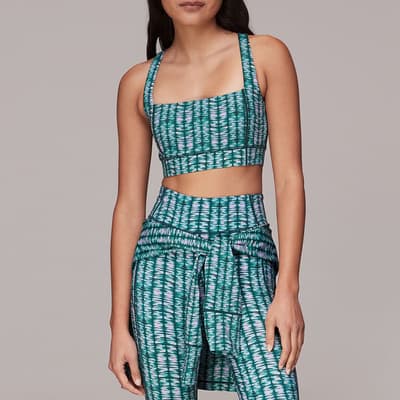 Blue Abstract Wave Sports Bra