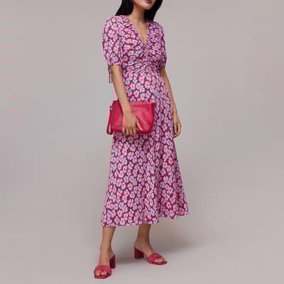 Pink Farfalle Flower Midi Dress