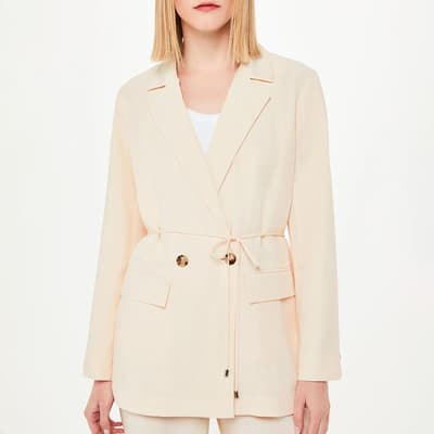 Nude Jade Tie Front Linen Blazer