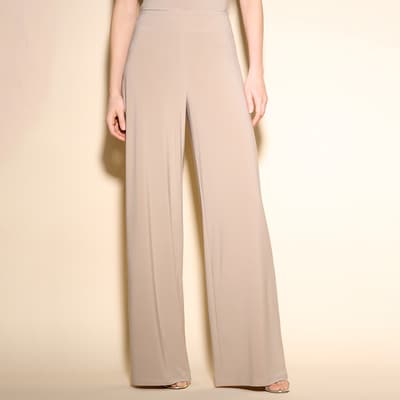 Beige Wide Leg Trousers