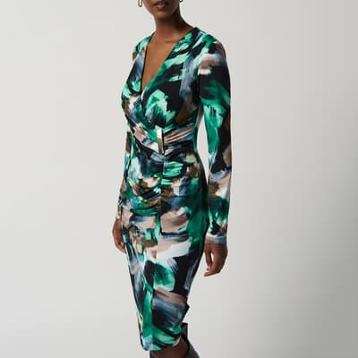 Green and Black Wrap Dress